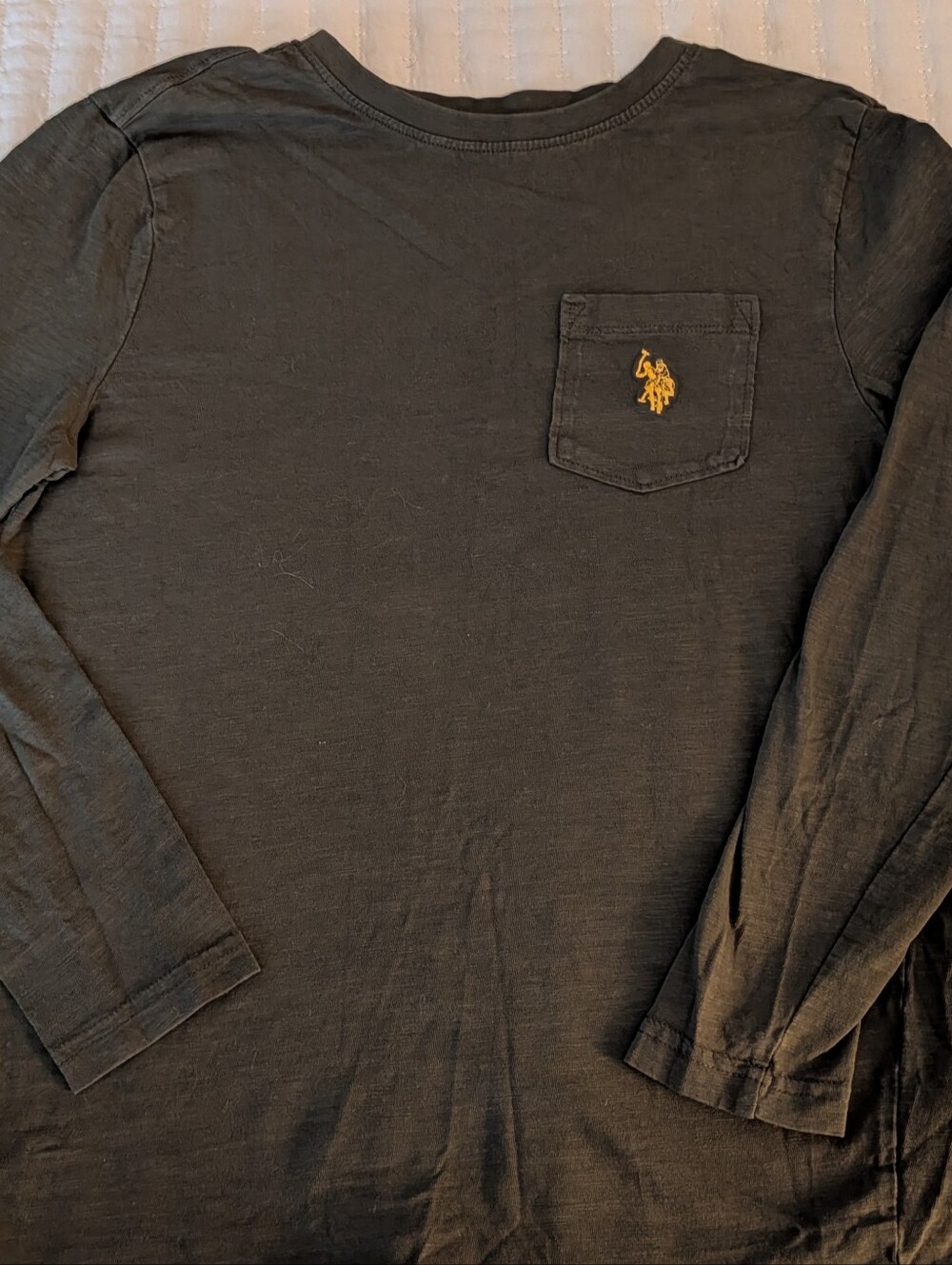 U.S. Polo Assn. Olive Tee with Yellow Trim
